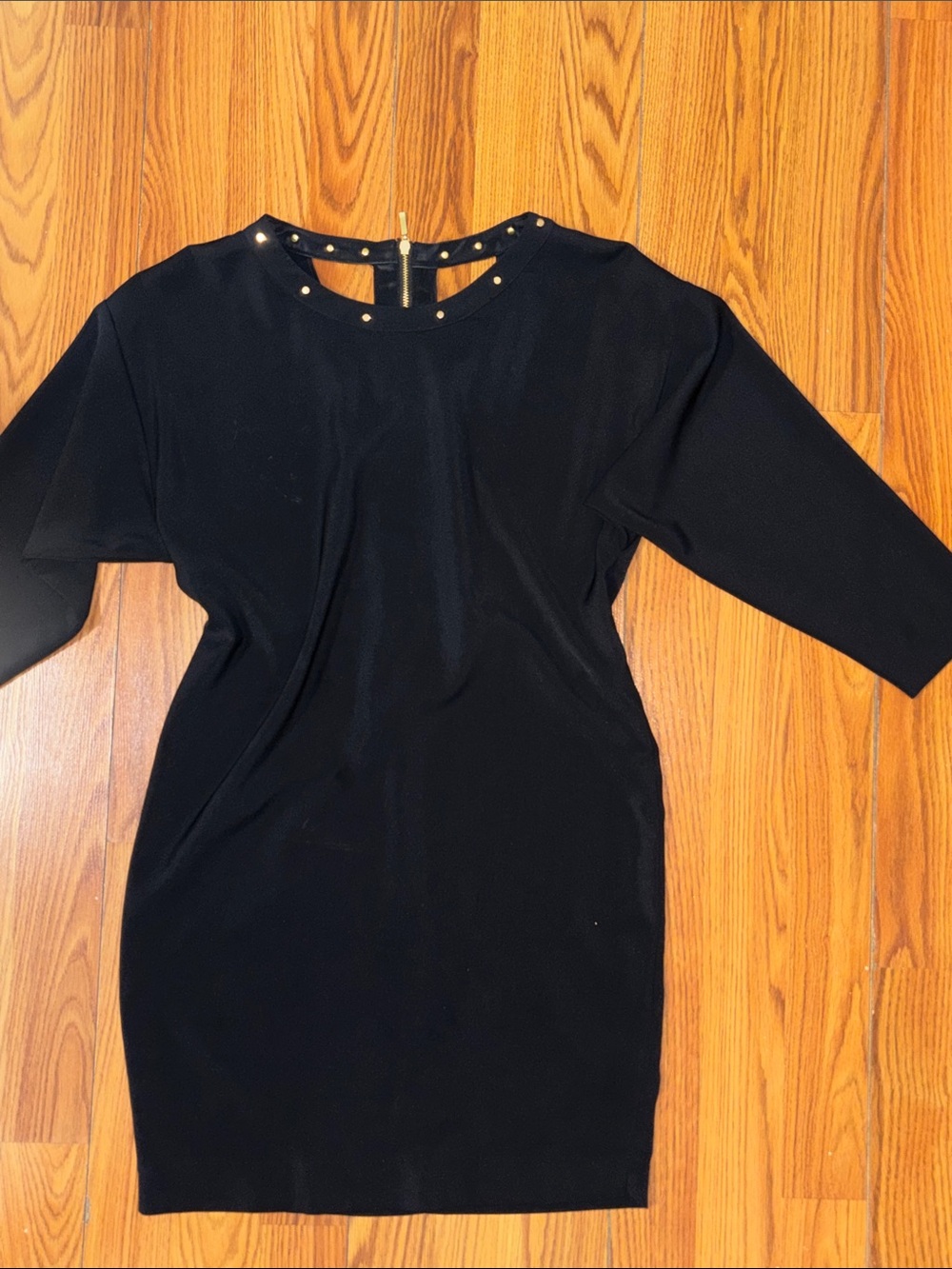 H&M Black Stud-Accent Midi Sheath Dress